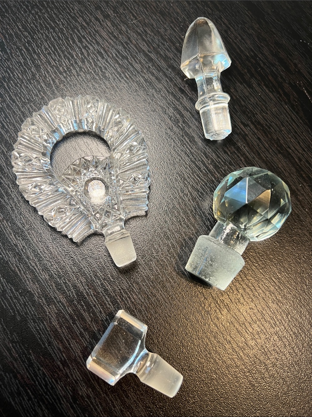 Lot of 4 Vintage Clear Glass Perfume Decanter Bottle Stoppers